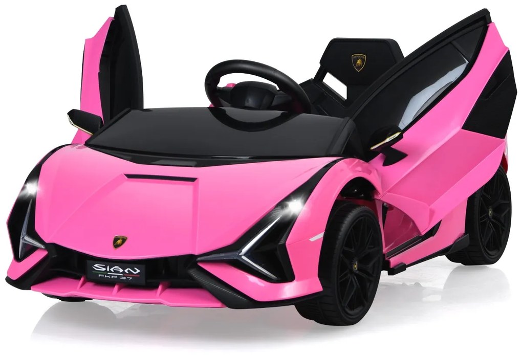 Carro elétrico infantil Lamborghini 12V com controle remoto 2.4G, carro infantil 3-5km/h com MP3 vermelho