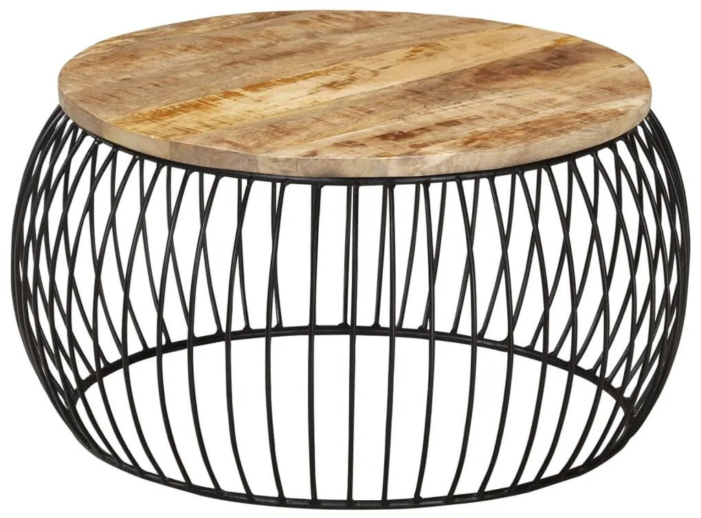 vidaXL Mesa de centro Ø68 cm madeira de mangueira áspera