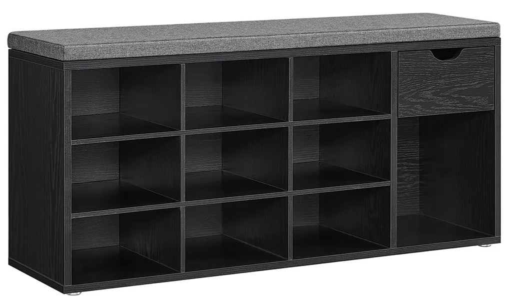 Banco sapateira com gaveta 30 x 104 x 48 cm preto-cinzento ardósia