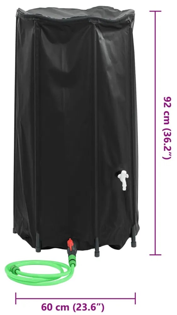 Depósito de água dobrável com torneira 250 L PVC