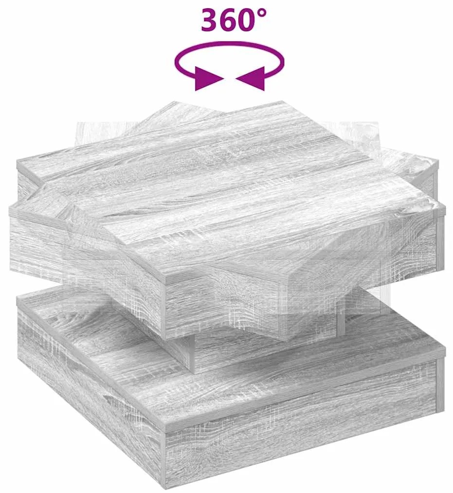 Mesa de centro rotativa a 360 graus 50x50x34,5 cm sonoma cinza