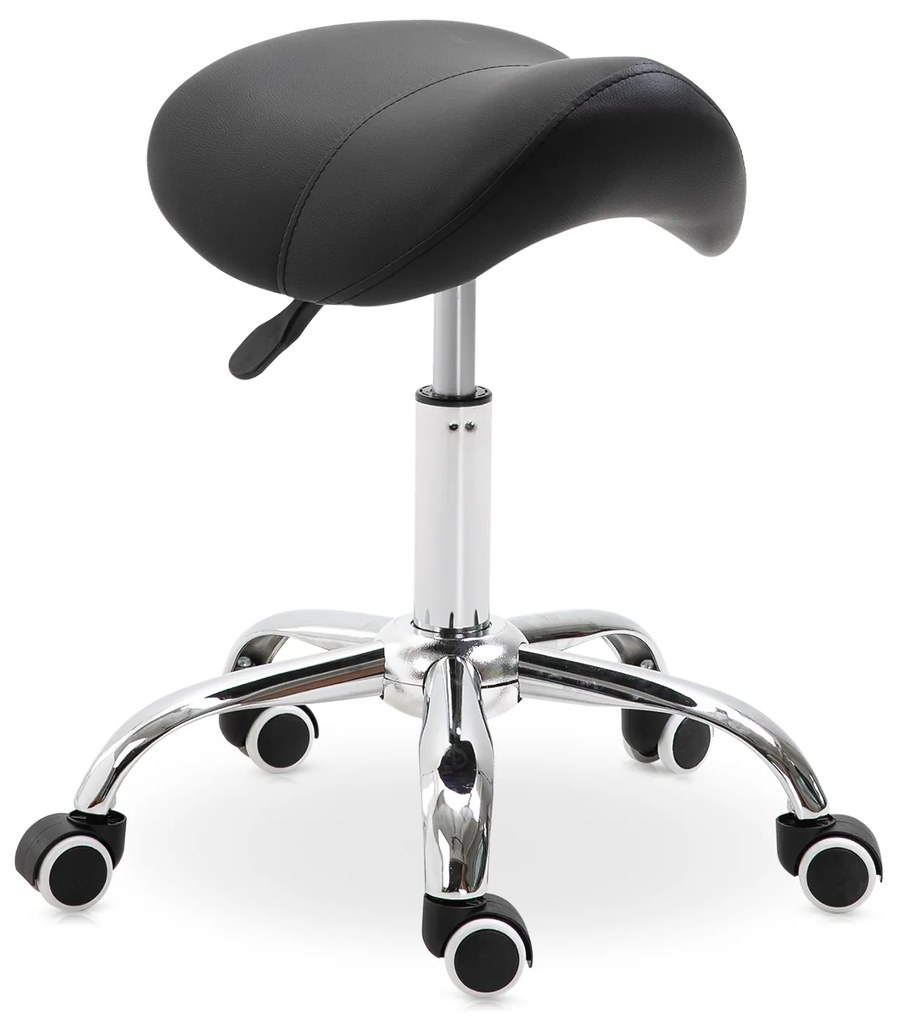 HOMCOM Cadeira de Trabalho Giratória com Rodas Banco Dentista Cabeleireiro Confortável Ajustável até 136 kg 52x53x(49-61) cm Preta | Aosom Portugal