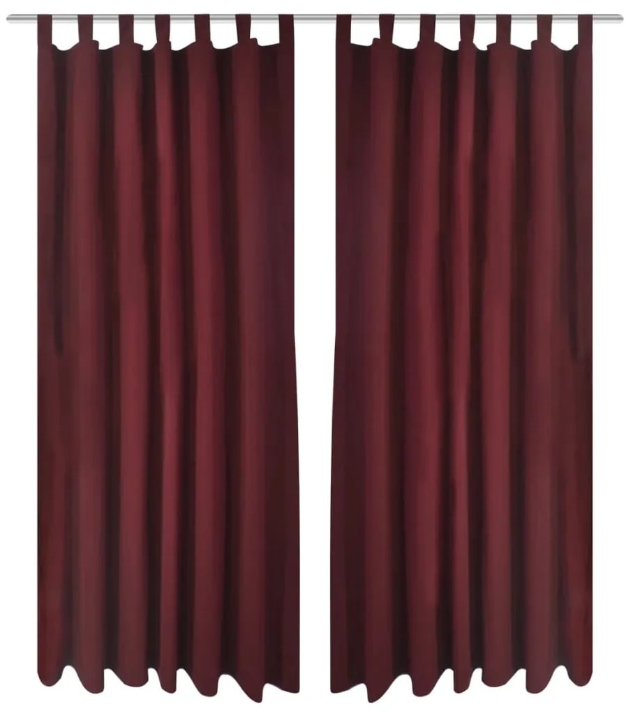 Cortinas de cetim com laços, 2 pcs, bordô, 140 x 245 cm