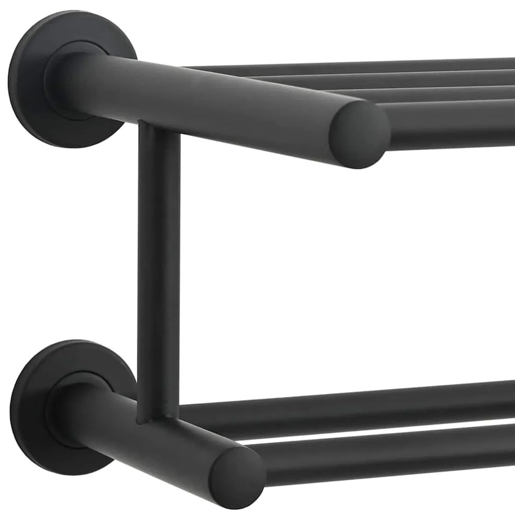 Suporte de Toalha Preto 61 x 23 x 17 cm Aço inoxidável