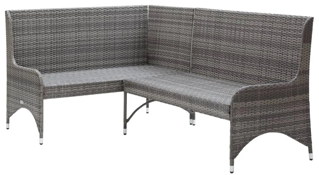 Sofás de canto para jardim 2 pcs vime PE cinzento