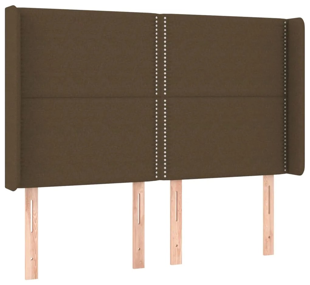 Cama box spring c/ colchão/LED 140x190cm tecido castanho-escuro