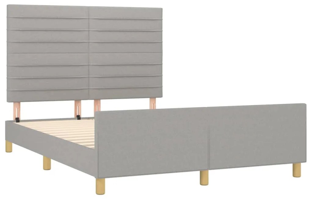 Estrutura de cama sem colchão 140x200 cm tecido cinzento-claro