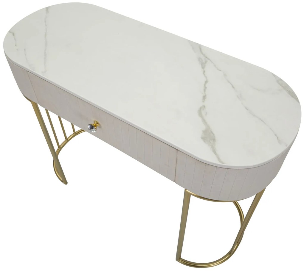 MESA DE CONSOLA MONTPELLIER CREME CM 100X40X75 CREME, DOURADO, BRANCO