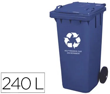 Contentor de Lixo Q-connect Plástico com 2 Rodas Cor Azul com Capacidade para 240 Litros