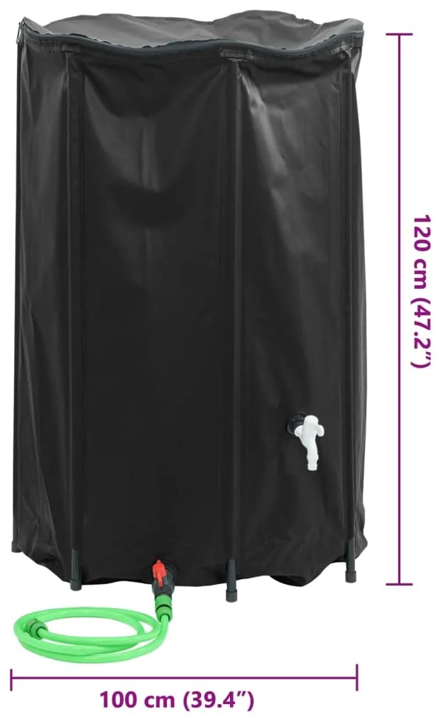 Depósito de água dobrável com torneira 1000 L PVC