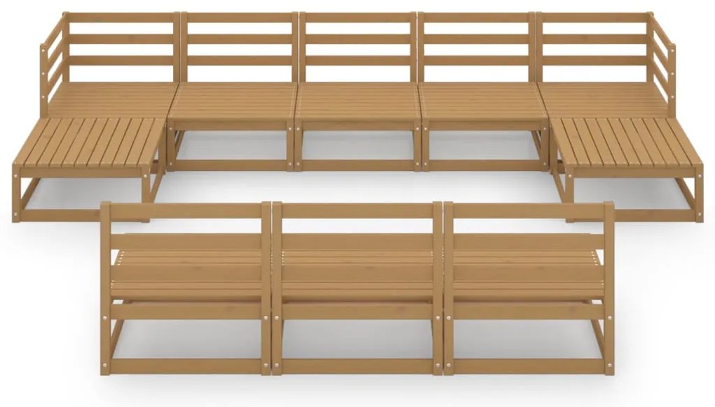 10 pcs conjunto lounge de jardim pinho maciço