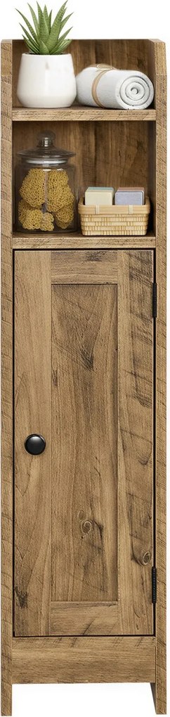 Armário de casa de banho pequeno e estreito, de pé 20 x 18 x 80 cm castanho mel