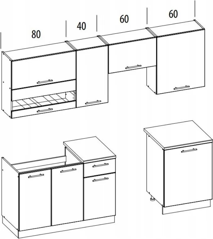 Conjunto de cozinha modular Tiffa Grey 106