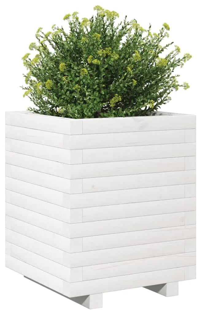 Vaso/floreira de jardim 40x40x49,5 madeira pinho maciça branco