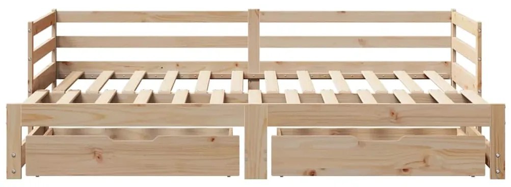 Sofá-cama com gavetas 90x200 cm madeira de pinho maciça