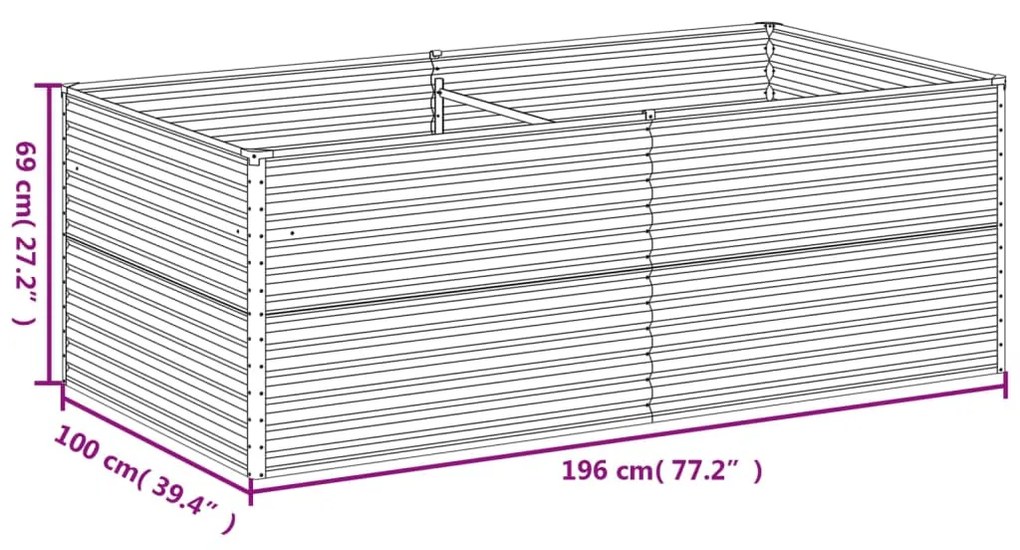 Canteiro elevado de jardim 196x100x69 cm aço corten