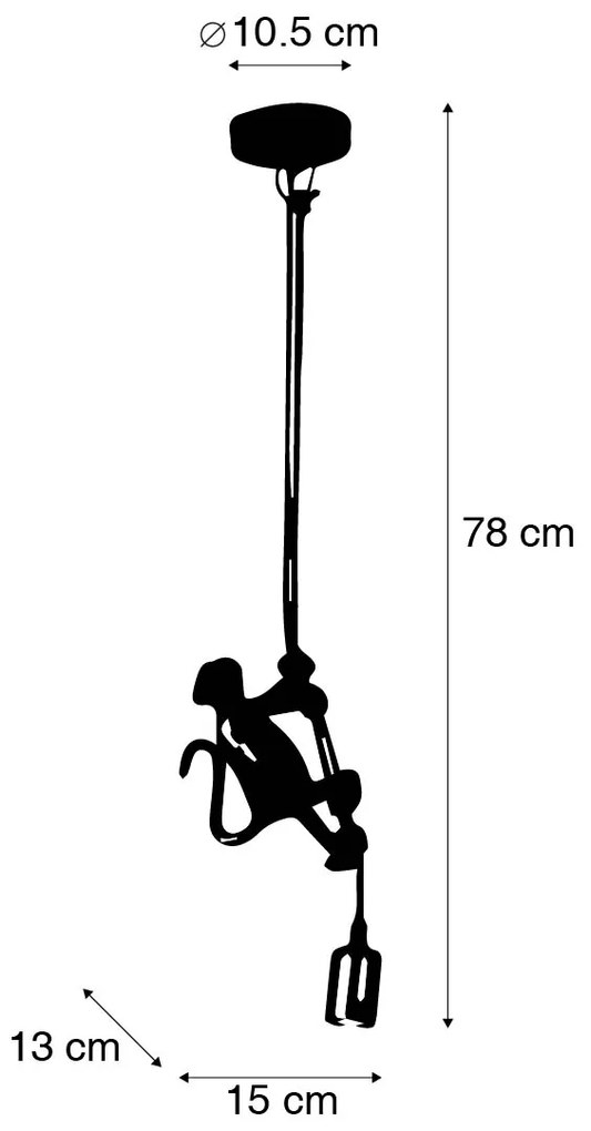 Candeeiro de suspensão vintage dourado - Animal Monkey Clássico / Antigo