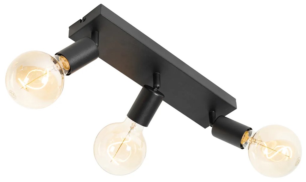 Foco moderno preto retangular 3 luzes - Facil