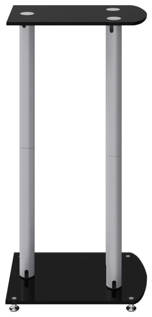 Suportes colunas 2 pcs vidro temperado 3 pilares preto/prateado
