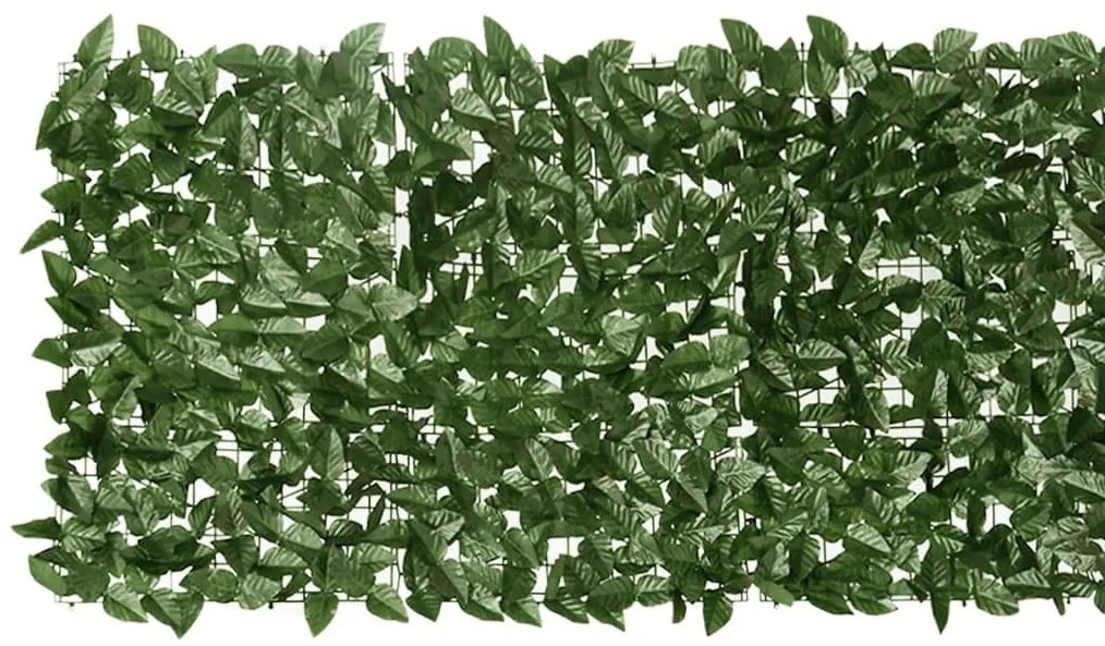 Tela de privacidade p/ varanda c/ folhas 600x75 cm verde-escuro