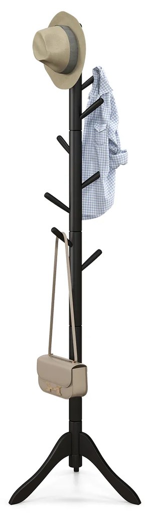 Cabideiro ajustável em formato de árvore de madeira com 8 ganchos - marrom