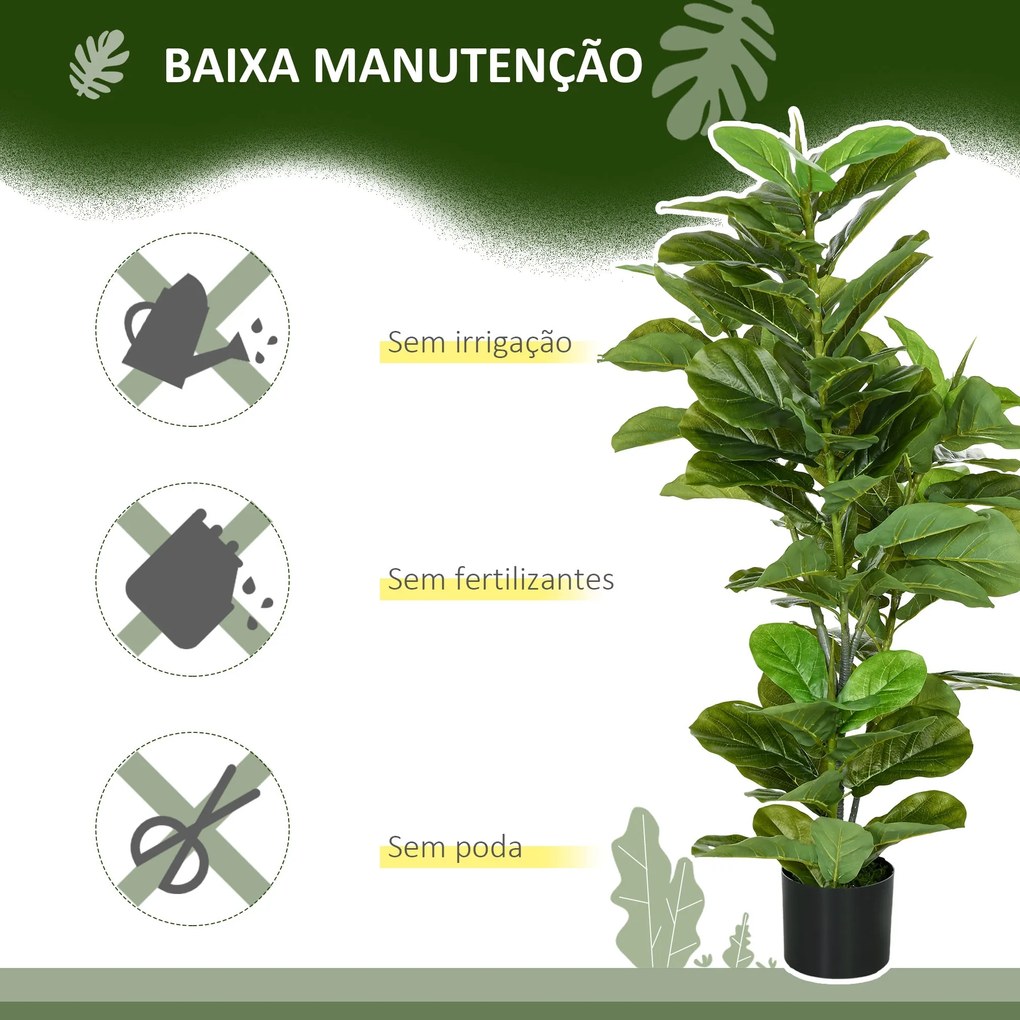 Planta Artificial Ficus 110 cm Planta Artificial com 90 Folhas Musgo e