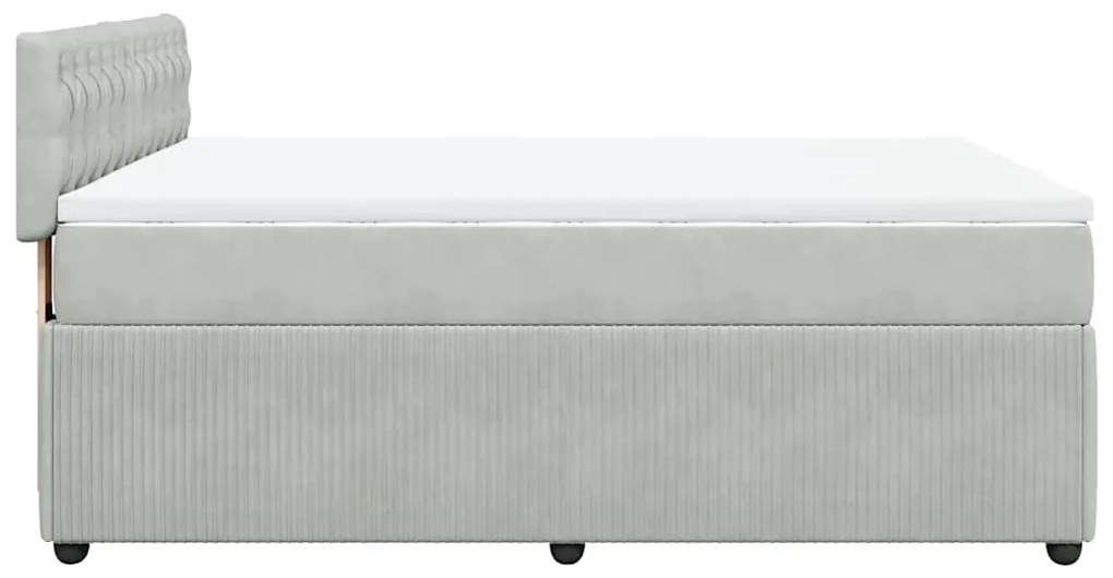 Cama com molas/colchão 140x190 cm veludo cinzento-claro