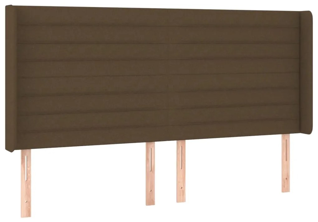 Cabeceira de cama c/ luzes LED tecido 203x16x118/128cm castanho