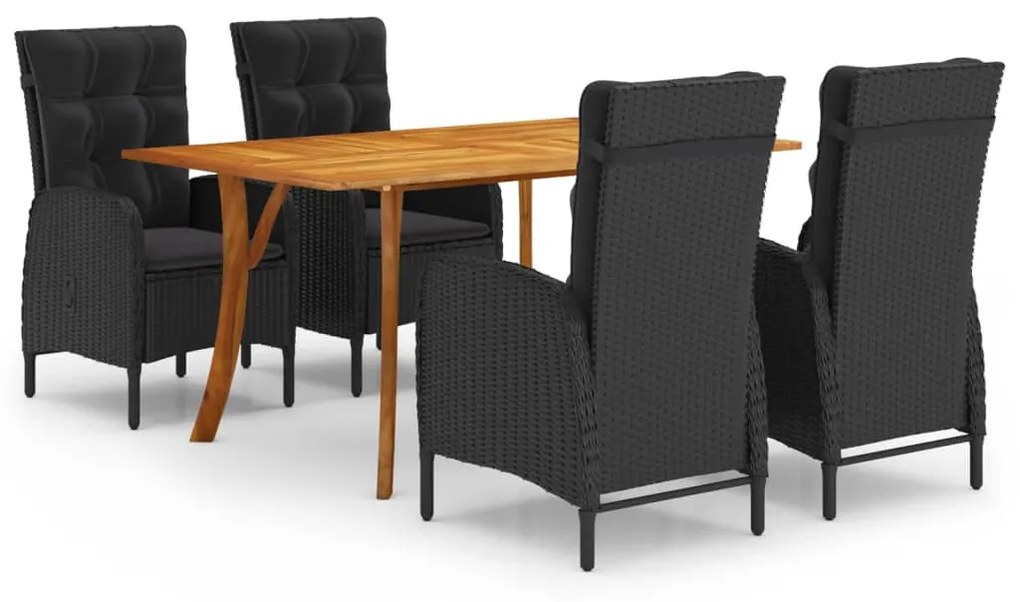 vidaXL 5 pcs conjunto de jantar para jardim preto