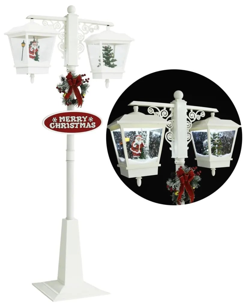 Candeeiro de rua c/ Pai Natal 81x40x188cm PVC branco e vermelho