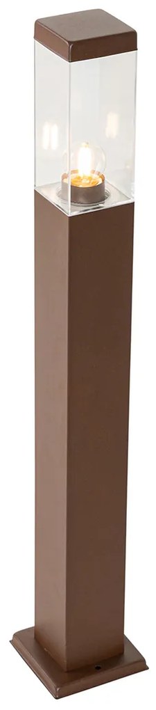 Candeeiro de poste exterior moderno castanho ferrugem 80 cm - Malios Moderno