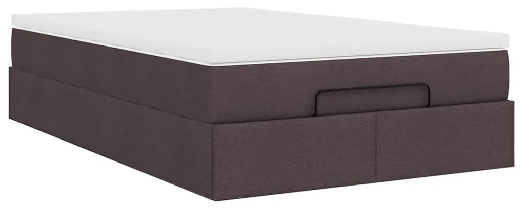 Estrutura cama otomana colchão 120x200cm tecido castanho escuro