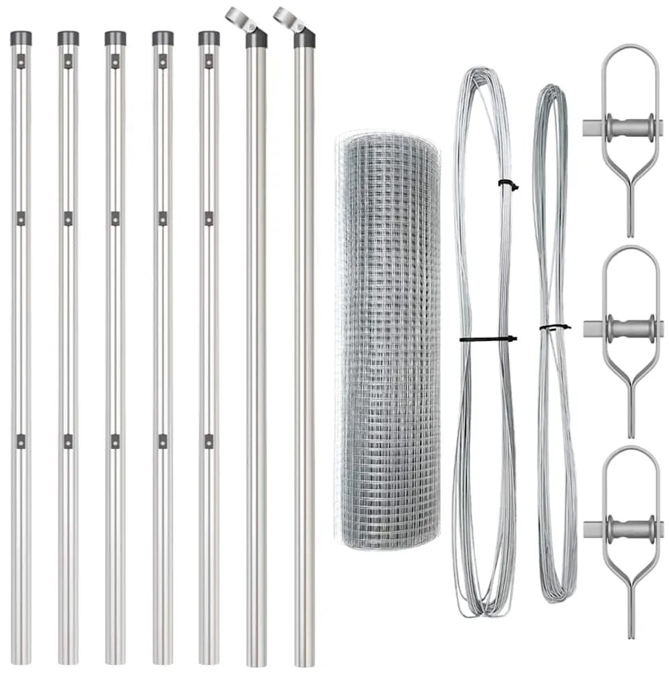 Cerca de Arame Soldado com 7 Postes 0.6x10 m Aço Galvanizado