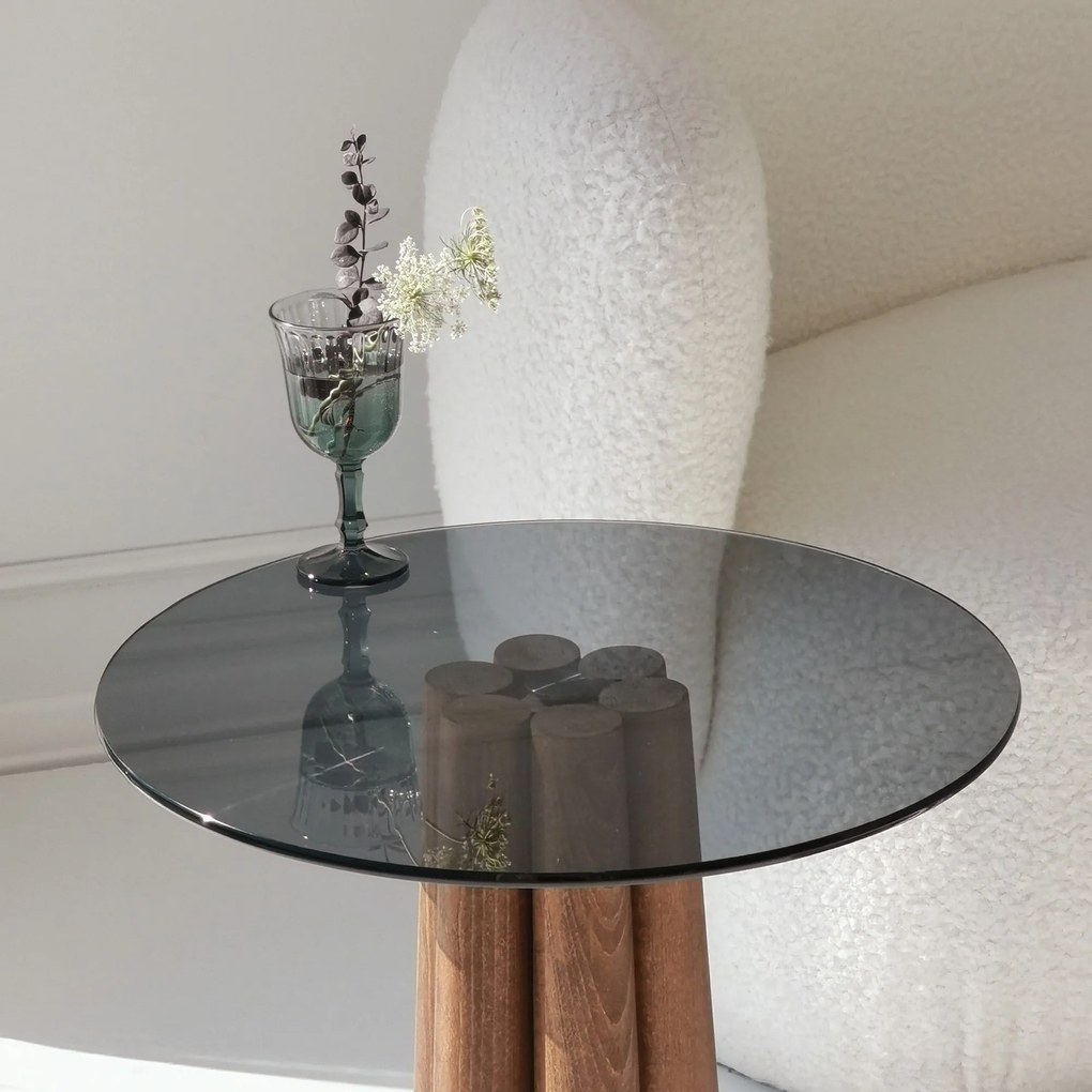Mesa de Centro Thales – Nogueira e Cinzento Escuro – 50x50x50 cm