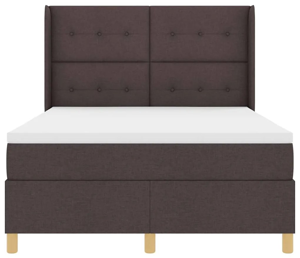 Cama com Colchão e LED vidaXL Castanho Escuro 140x200 cm Tecido