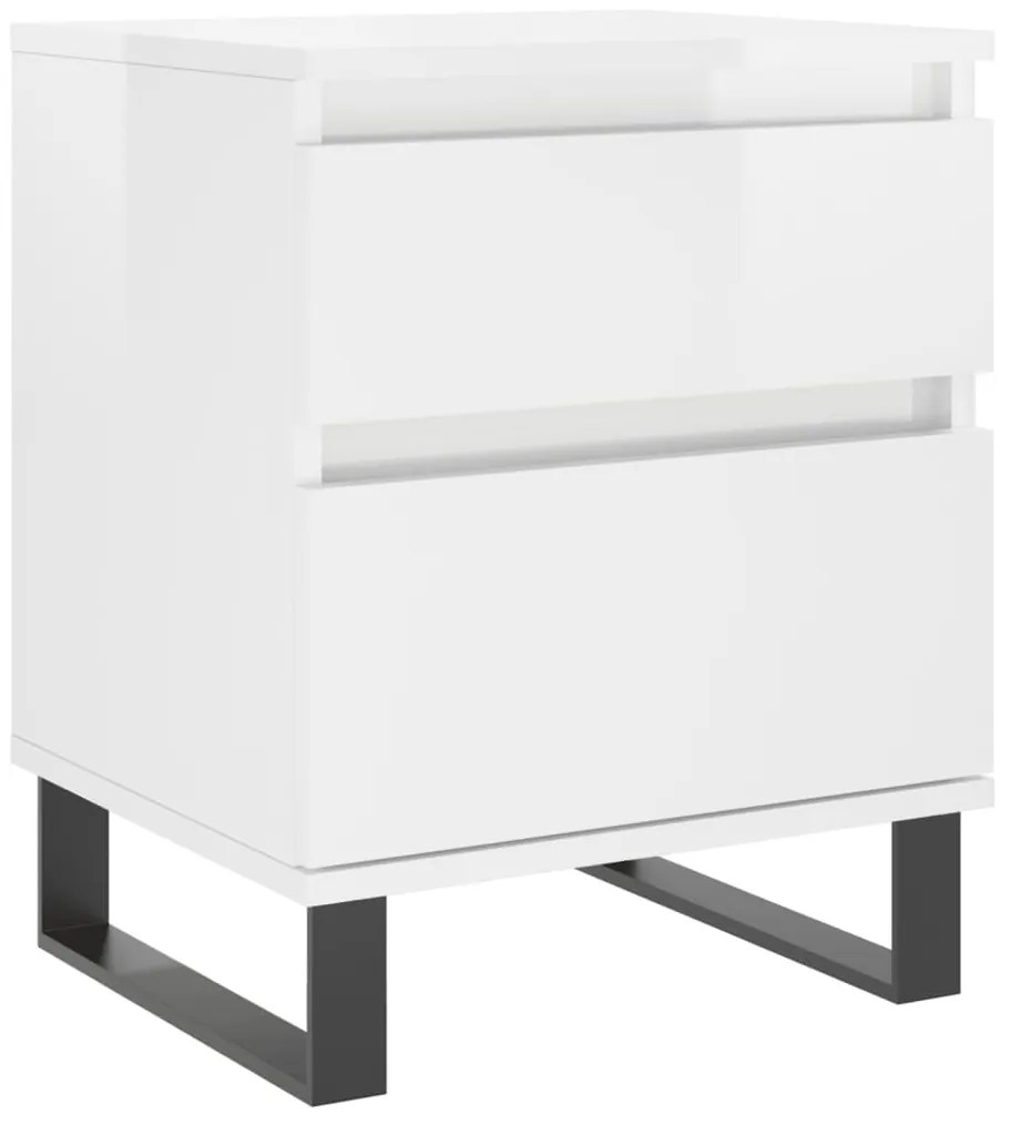 Mesa de cabeceira 2 pcs derivados de madeira branco brilhante