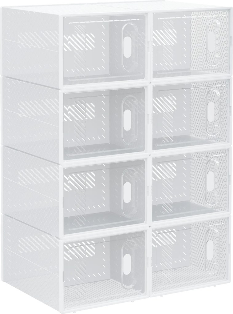 HOMCOM Sapateira Modular Plástico 8 Cubos Portas Magnéticas Organizador Sapatos 25x35x19cm Transparente | Aosom Portugal