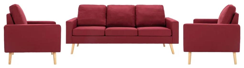 3056651 vidaXL 3 pcs conjunto de sofás tecido vermelho tinto
