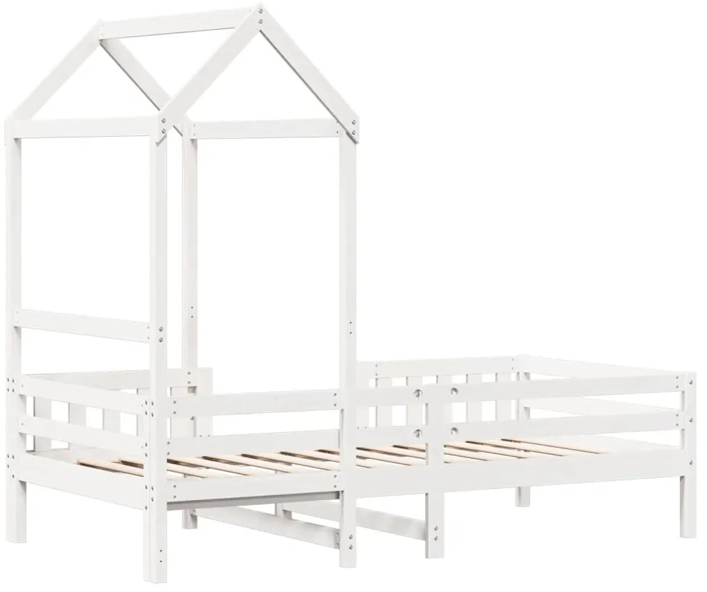 Estrutura de cama com telhado 75x190 cm pinho maciço branco