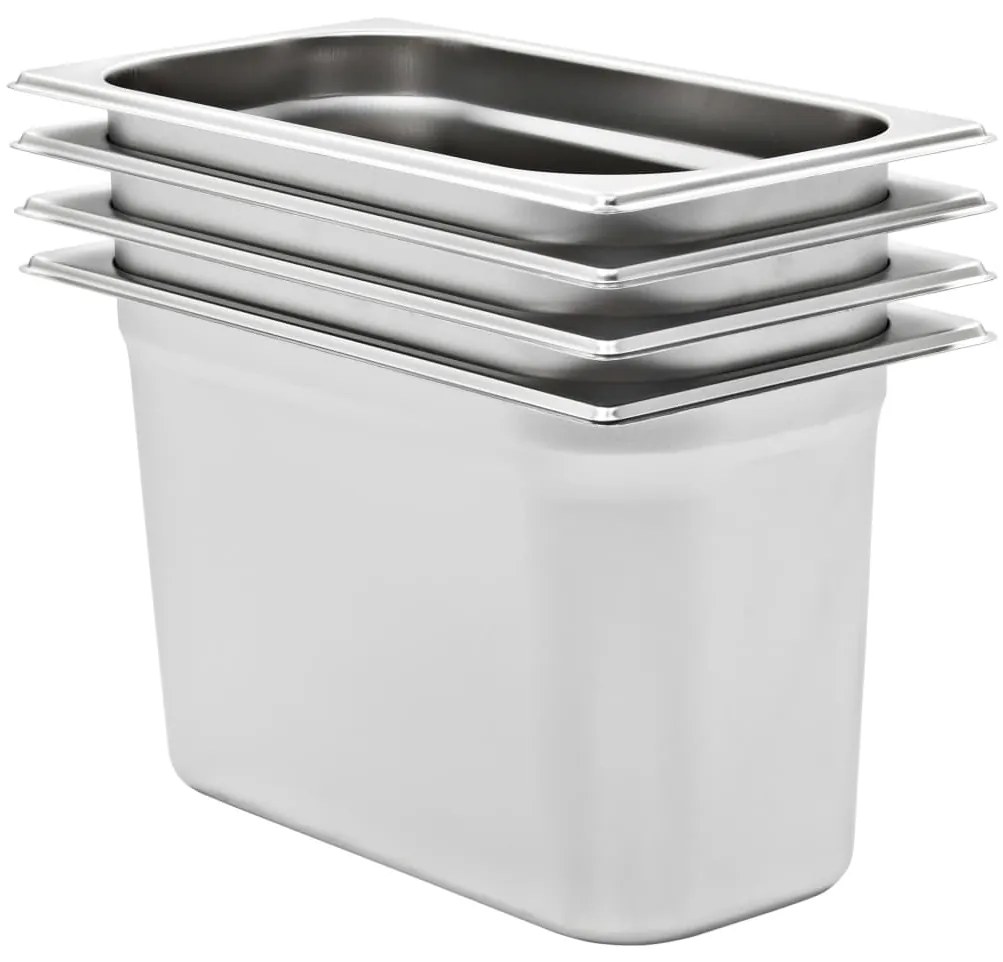 50897 vidaXL Recipientes gastronorm 4 pcs GN 1/3 200 mm aço inoxidável