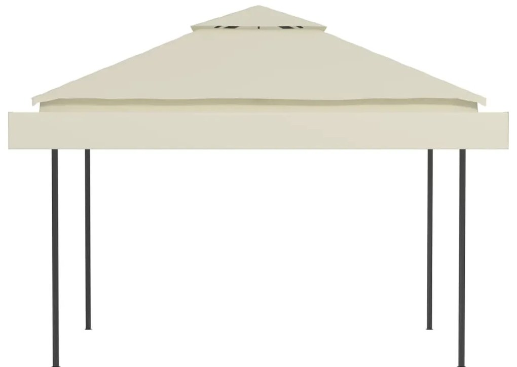 Gazebo com toldos duplos extensíveis 3x3x2,75 m 180 g/m² creme