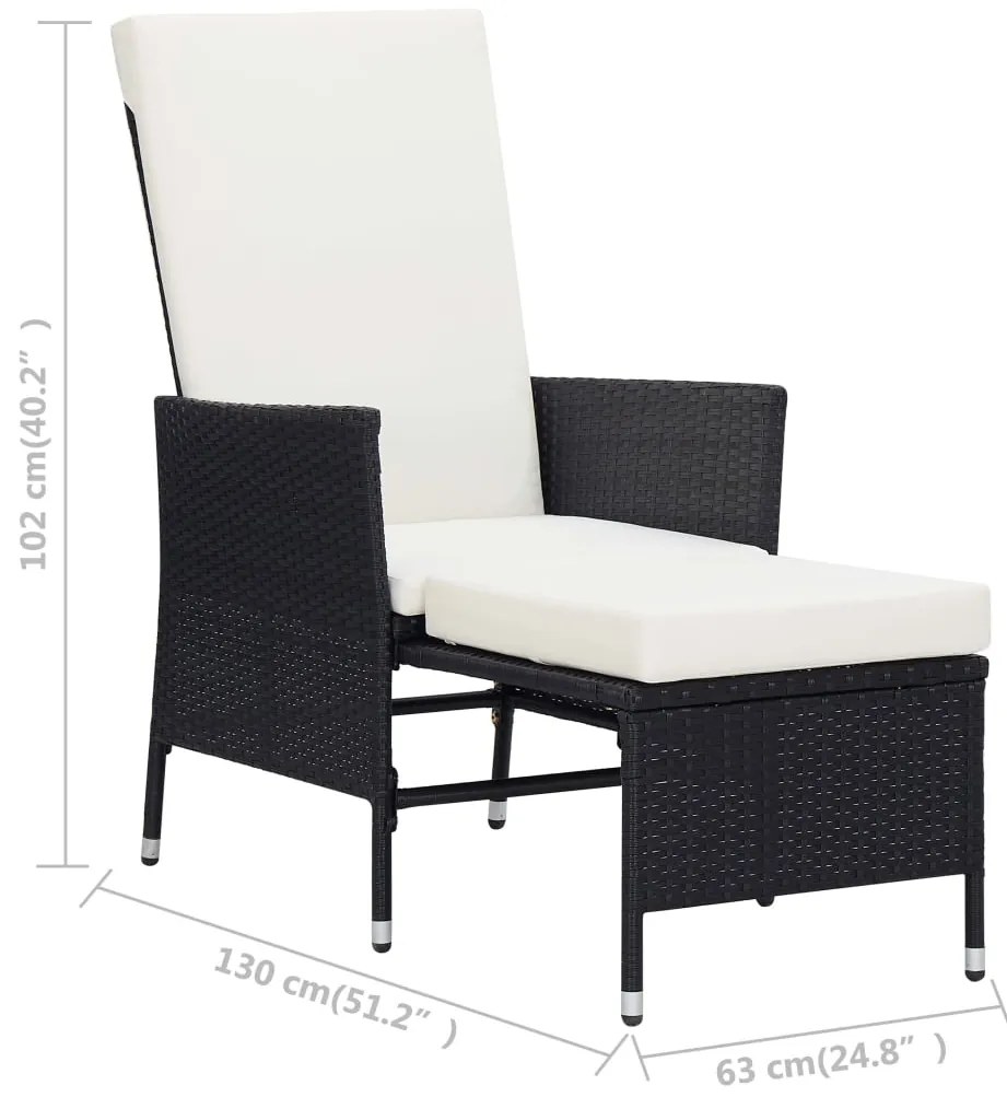 3 pcs conjunto lounge para jardim c/ almofadões vime PE preto
