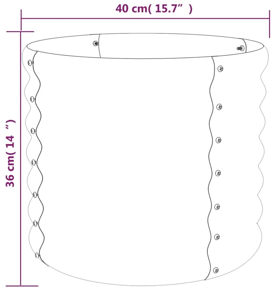 Vaso/floreira de jardim aço revestido a pó 40x40x36cm antracite