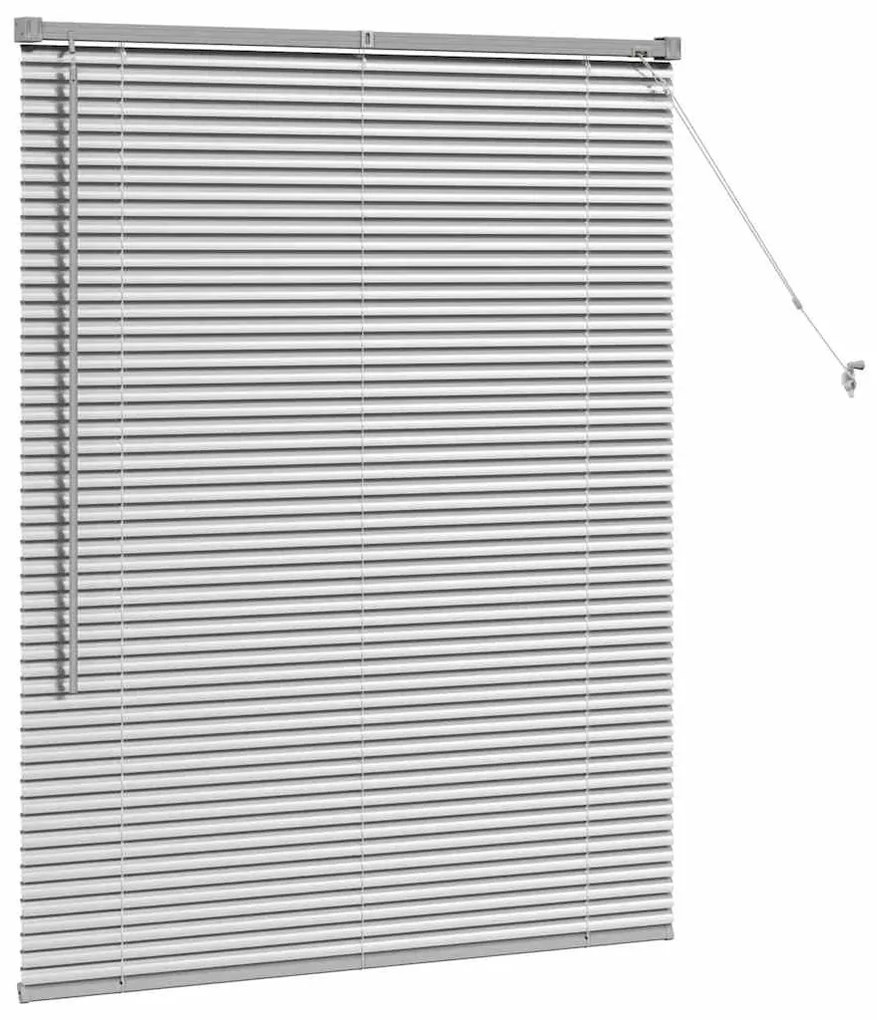 Persiana de Janela com cortinas Manual Prata 105 x 130 cm Alumínio