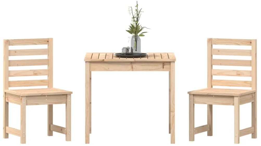 3 pcs conjunto de bistrô para jardim madeira de pinho maciça