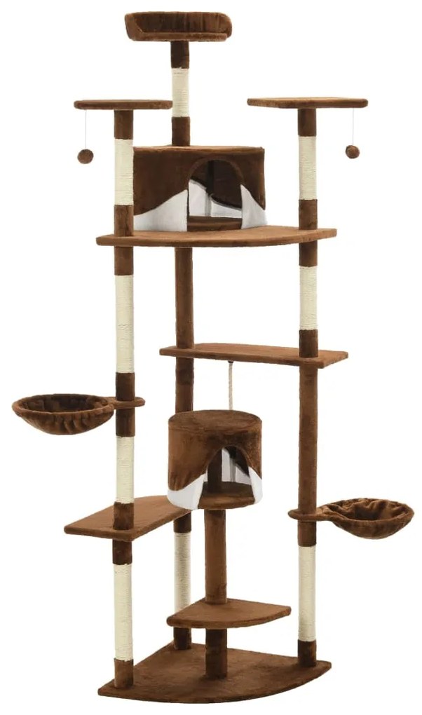 Árvore p/ gatos postes arranhadores sisal 203cm castanho/branco