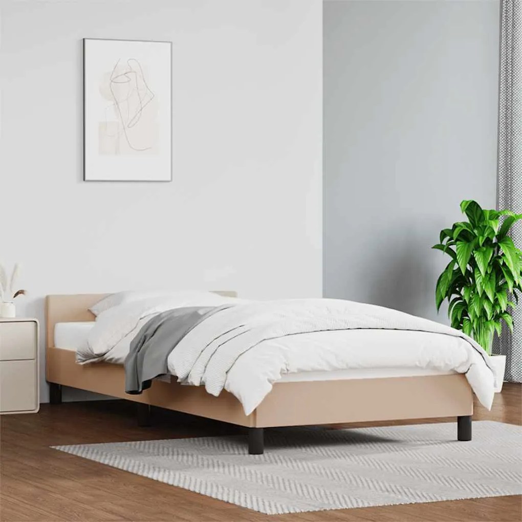 Estrutura cama c/ cabeceira sem colchão 90x200 cm cappuccino