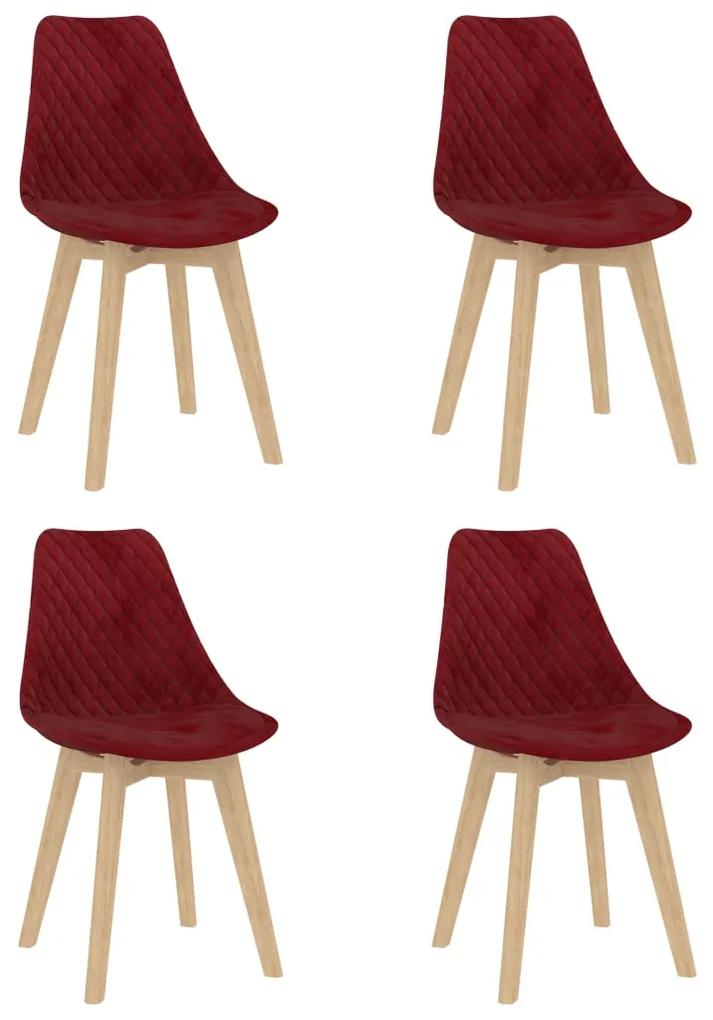 289161 vidaXL Cadeiras de jantar 4 pcs veludo vermelho tinto