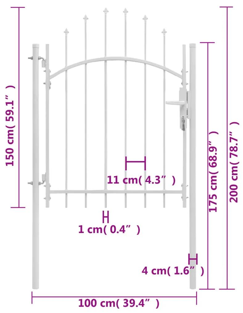 Portão de jardim 1x2 m aço branco
