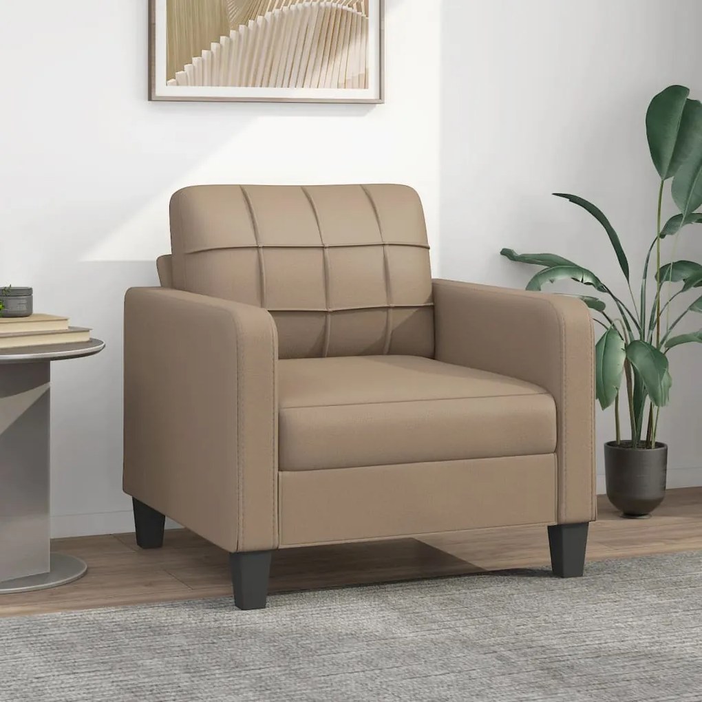 359111 vidaXL Poltrona 60 cm couro artificial cappuccino